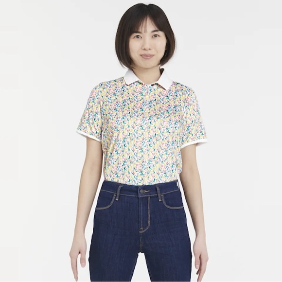 Walter Hagen Fresco Ditsy Lemon Polo Shirt Women's Size L Scalloped Short Sleeve - Picture 9 of 9